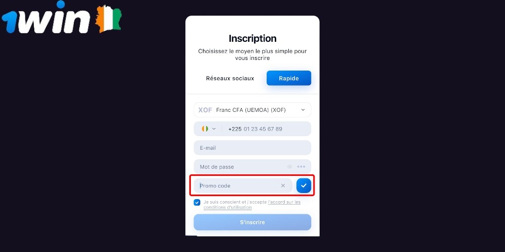 Méthodes d'inscription sur 1Win